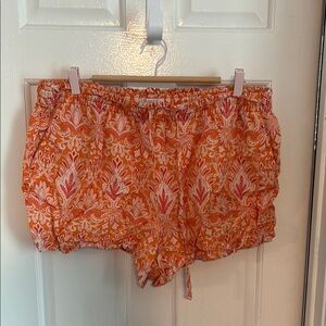LOFT Orange and White Athletic Shorts Vibrant Floral Design